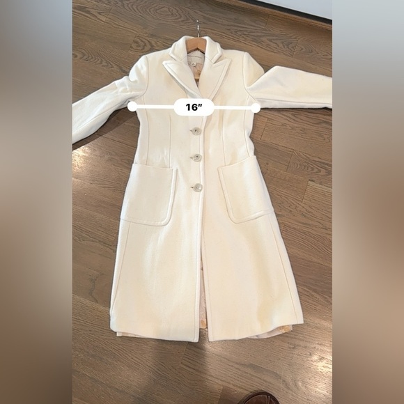 Banana Republic cream Wool Button A Line Long Coat S. Small jacket preppy C4 - Picture 9 of 9